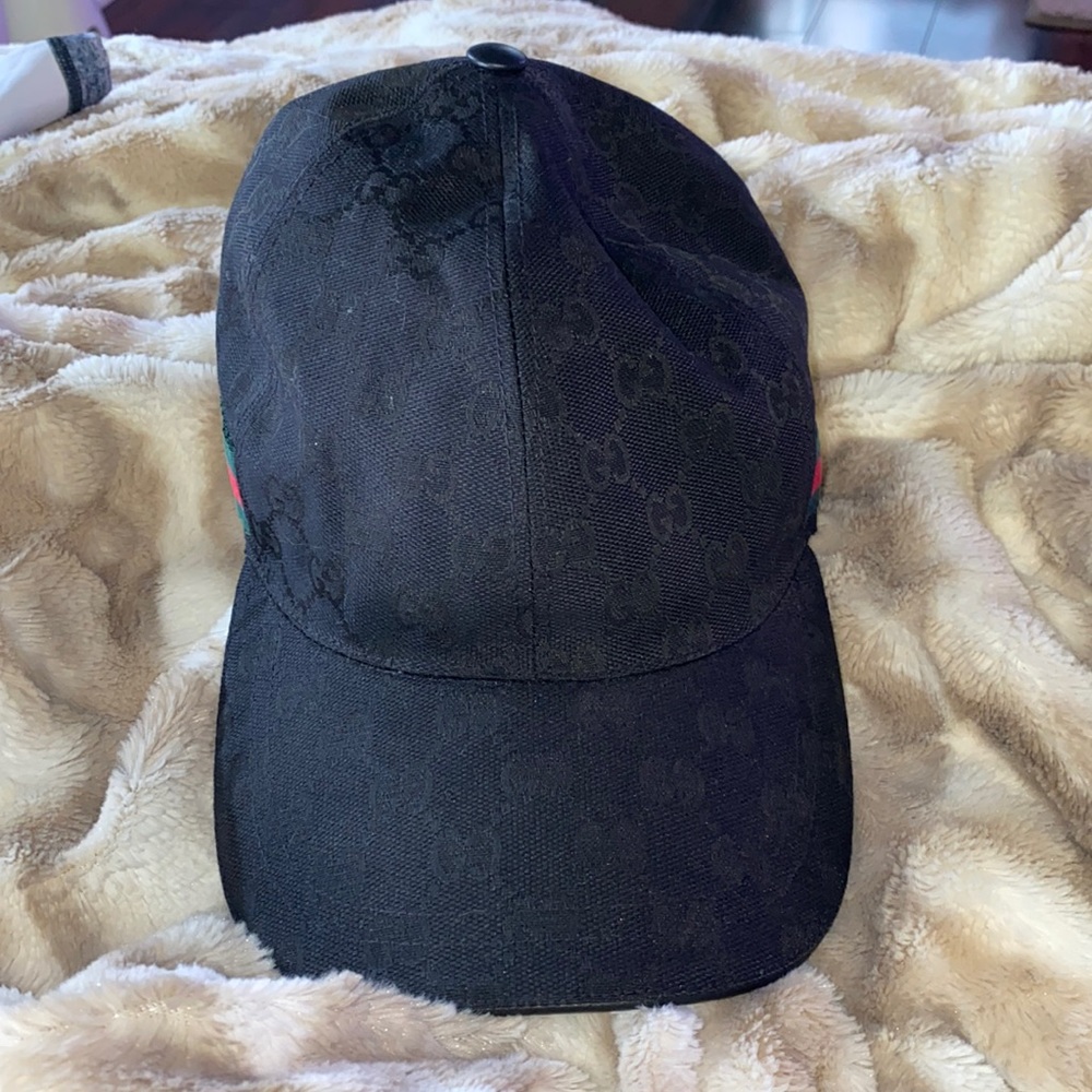 Black Original Canvas GG Gucci baseball cap with web